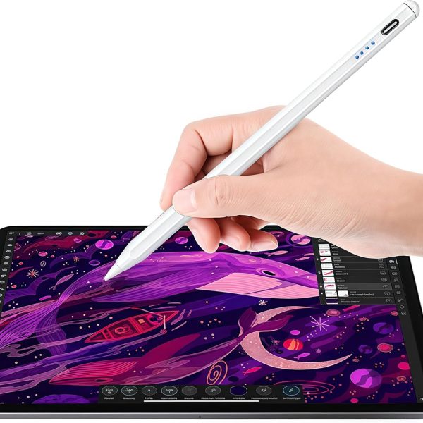 Digital Stylus Pen for iPad, Apple Compatible, Fast Charging, White