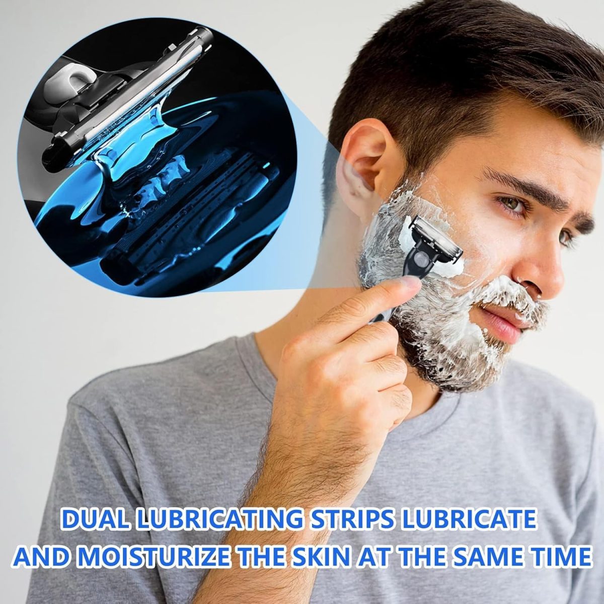 ⁦KOWVOWZ Razor Blades Men, 20pcs Razor Blade Refills with Precision Trimmer, 3 Layer Mens Razor Manual Shaver Blade, Professional Barber Beard Razor Blades⁩ - الصورة ⁦7⁩