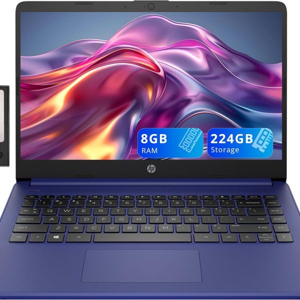 HP Stream 14" Micro-Edge HD Laptop, Intel Celeron N4020, 8GB RAM, 224GB Storage (64GB eMMC & 160GB Docking Station Set), 1 Year Office 365, Webcam, Wi-Fi 5, Bluetooth, Windows 11, Blue