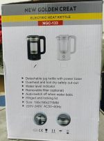 ⁦New Golden Creat Electric Kettle 2L, Fast Boil Glass Water Boiler with Auto Shut-Off, Boil-Dry Protection, 1500W Cordless Kettle for Boiling, Milk, Coffee & Tea, for Home & Office, NGC-133 (Black)⁩ - الصورة ⁦5⁩