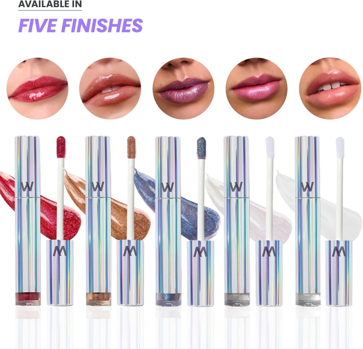 ⁦Wonderskin Wonder Blading Top Gloss - Glitter Red Lip Gloss, Moisturizing Lip Makeup with High Gloss Finish (Glitter Red)⁩ - الصورة ⁦7⁩