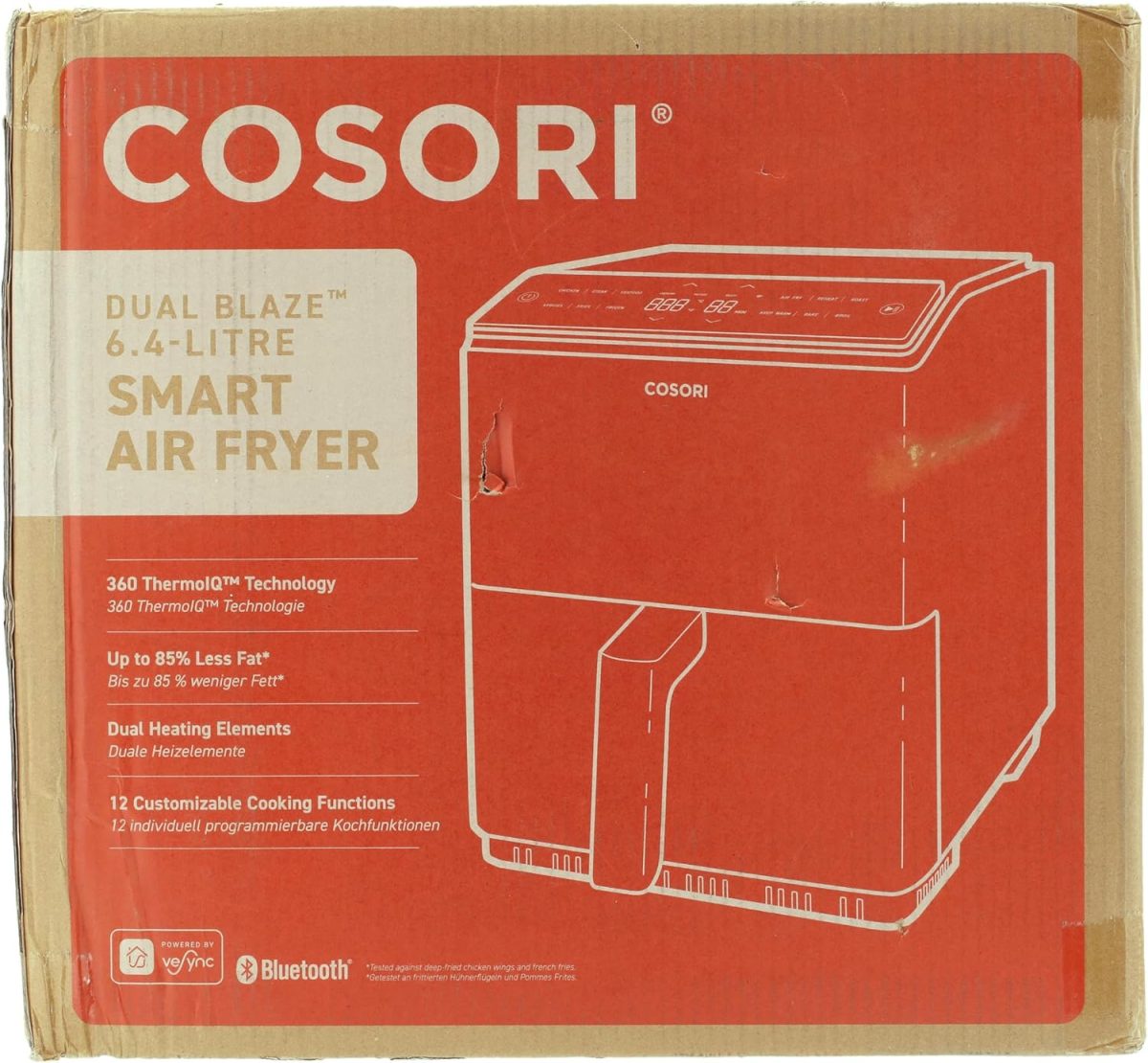 ⁦COSORI Smart Air Fryer Oven Dual Blaze 6.4L, Double Heating Elements, Cookbook, No Shaking & No Preheating, APP Control, 12 Functions, Air Fry, Roast, Bake, Reheat, Dishwasher Safe⁩ - الصورة ⁦6⁩