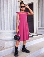 ⁦Flypigs Girls Dresses Summer Formal Party Wedding Ruffle Sleeve Mesh A Line Dress with Pockets⁩ - الصورة ⁦5⁩