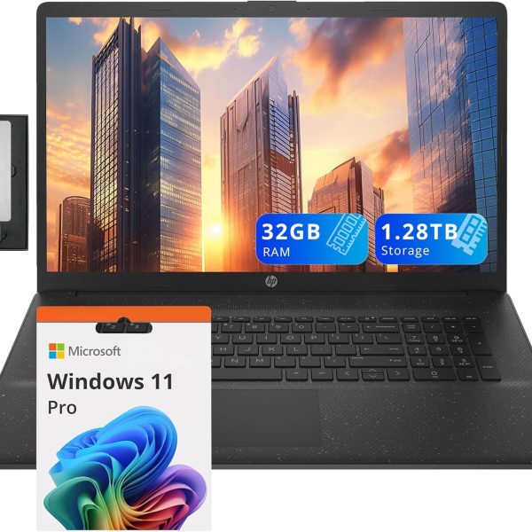 HP 17.3" HD+ Business Laptop, Intel i5-1334U, 32GB RAM, 1.28TB Storage(1TB SSD+288GB Docking Station Set), Intel Iris Xe Graphics, Numeric Keypad, Wi-Fi 6, Webcam, Win 11 Pro, Jet Black