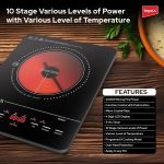 ⁦Impex Infrared Cooktop With 4 Digit LED Display & Push Button Control,10 Temperature Settings And 6 Cooking Mode 3hrs Programmable Timer Compatible with All Cookware,2 Year Warranty-1500W⁩ - الصورة ⁦7⁩