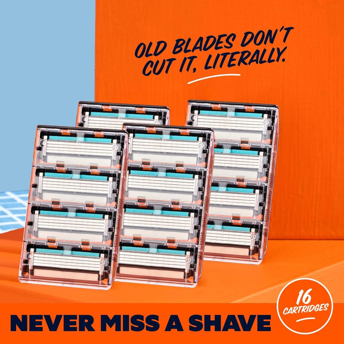 ⁦Dollar Shave Club | 4 Blade Club Series Razor Refill Cartridges, 16 Count | Precision Cut Stainless Steel Blades | NOT COMPATIBLE WITH HERITAGE/EXECUTIVE RAZOR HANDLES⁩ - الصورة ⁦5⁩