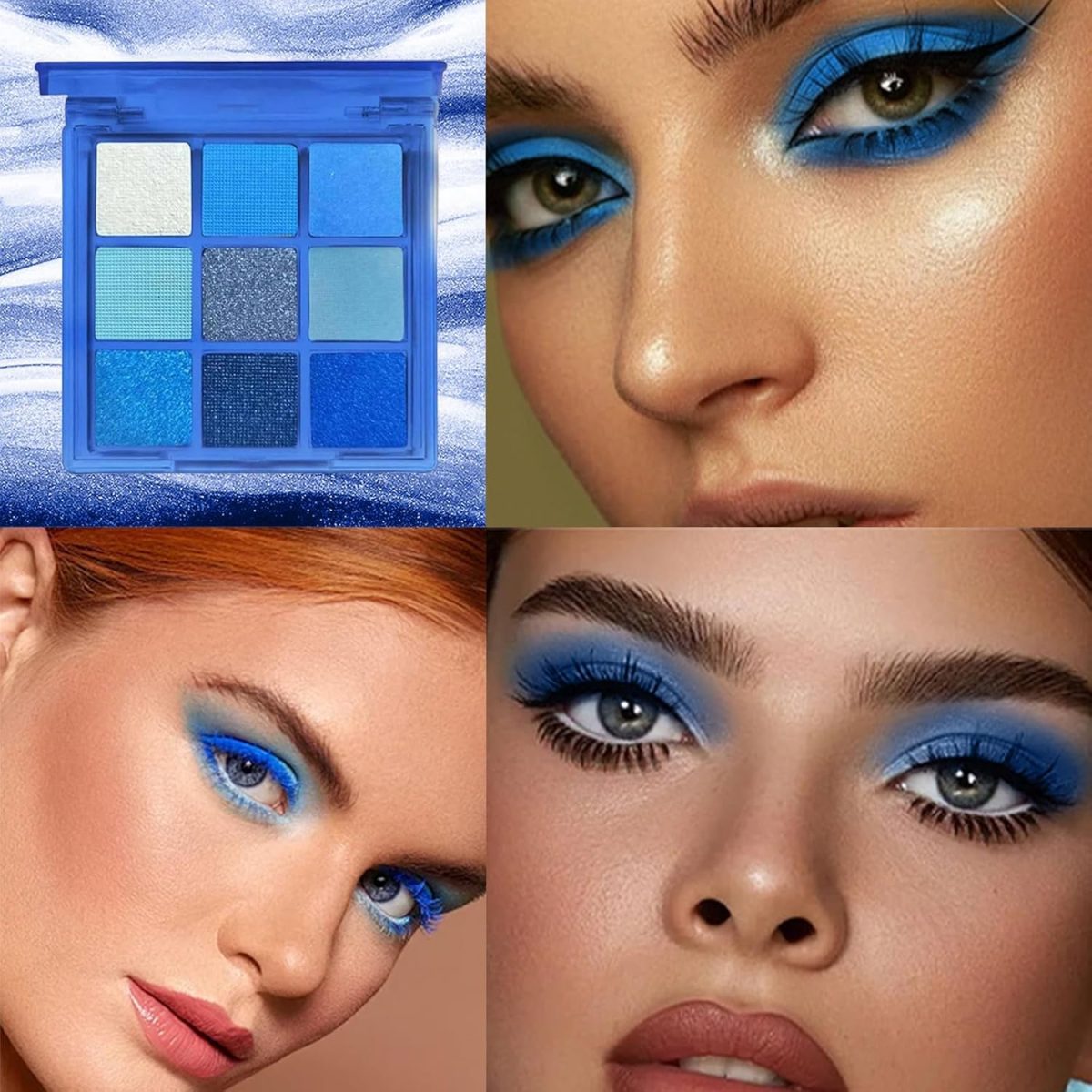 ⁦Royal Blue Glitter Eyeshadow Palette for Women - Highly Pigmented, Long-lasting Waterproof Makeup with Shimmer & Matte Eyeshadow - Perfect for Highlighting Your Eyes⁩ - الصورة ⁦2⁩