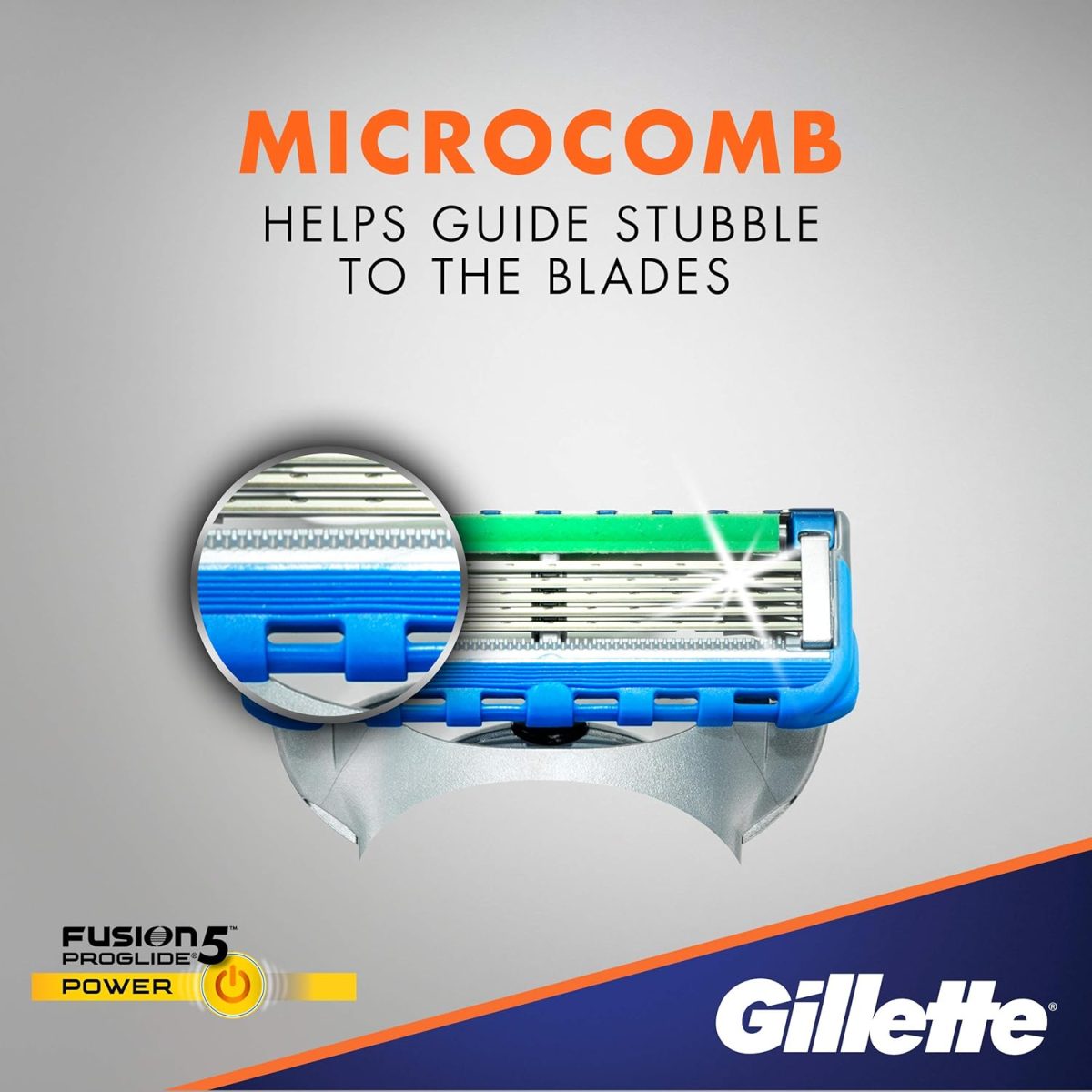 ⁦Gillette Fusion5 Power Men's Razor Blade Refills, 8 Count⁩ - الصورة ⁦5⁩