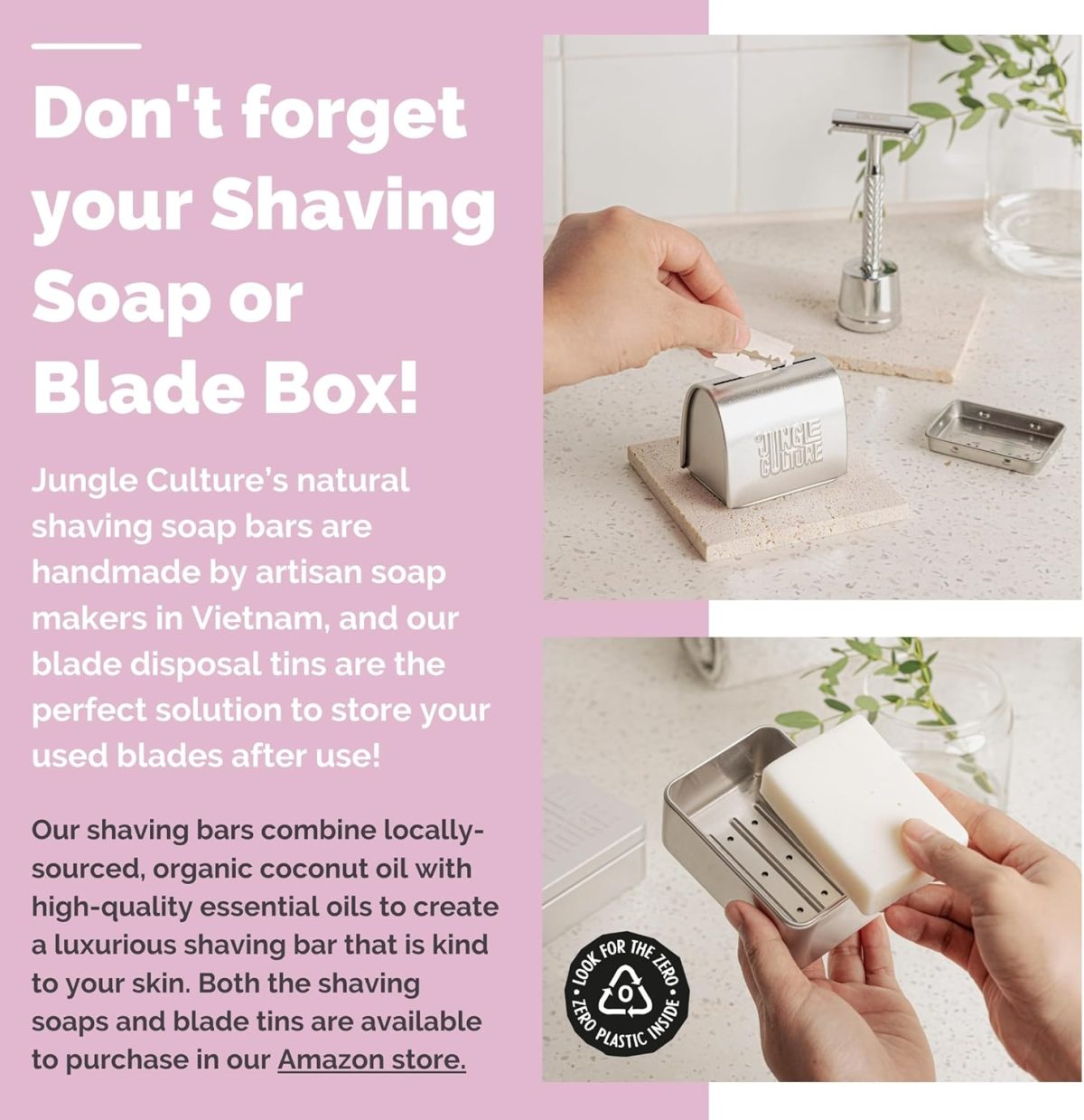 ⁦Jungle Culture Safety Razor with 10 Double Edge Blades • Single Blade Metal Razors for Women & Men for Body & Face • Eco Friendly & Reusable Shaver • Pink⁩ - الصورة ⁦7⁩