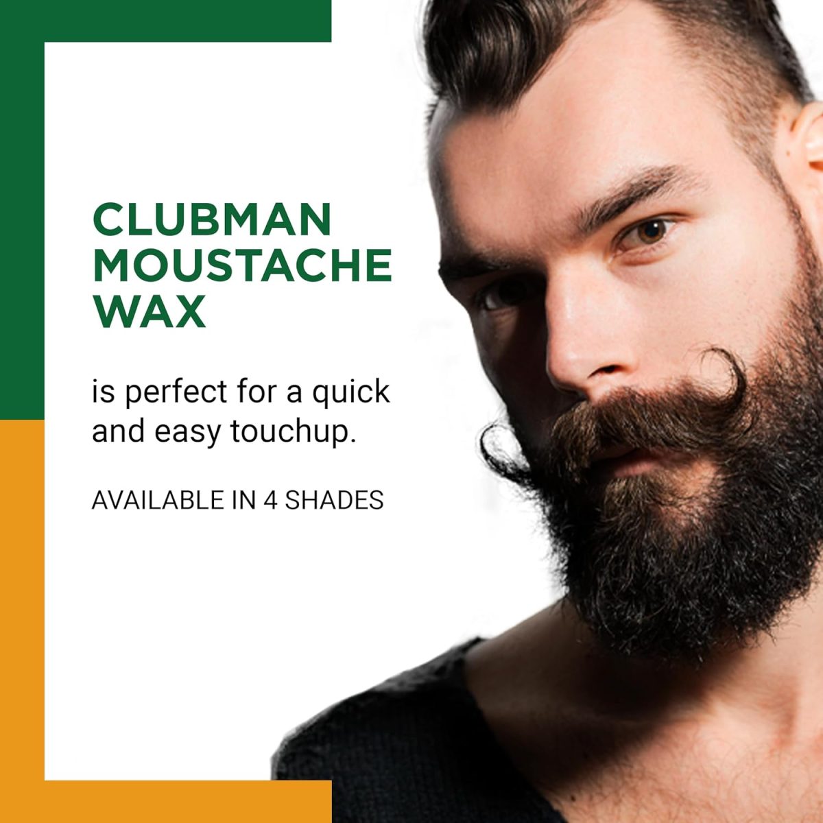 ⁦Clubman Pinaud Mustache Wax for Men – Strong Hold Moustache Wax for Styling, Includes Brush & Comb, Black, 0.5 oz⁩ - الصورة ⁦2⁩