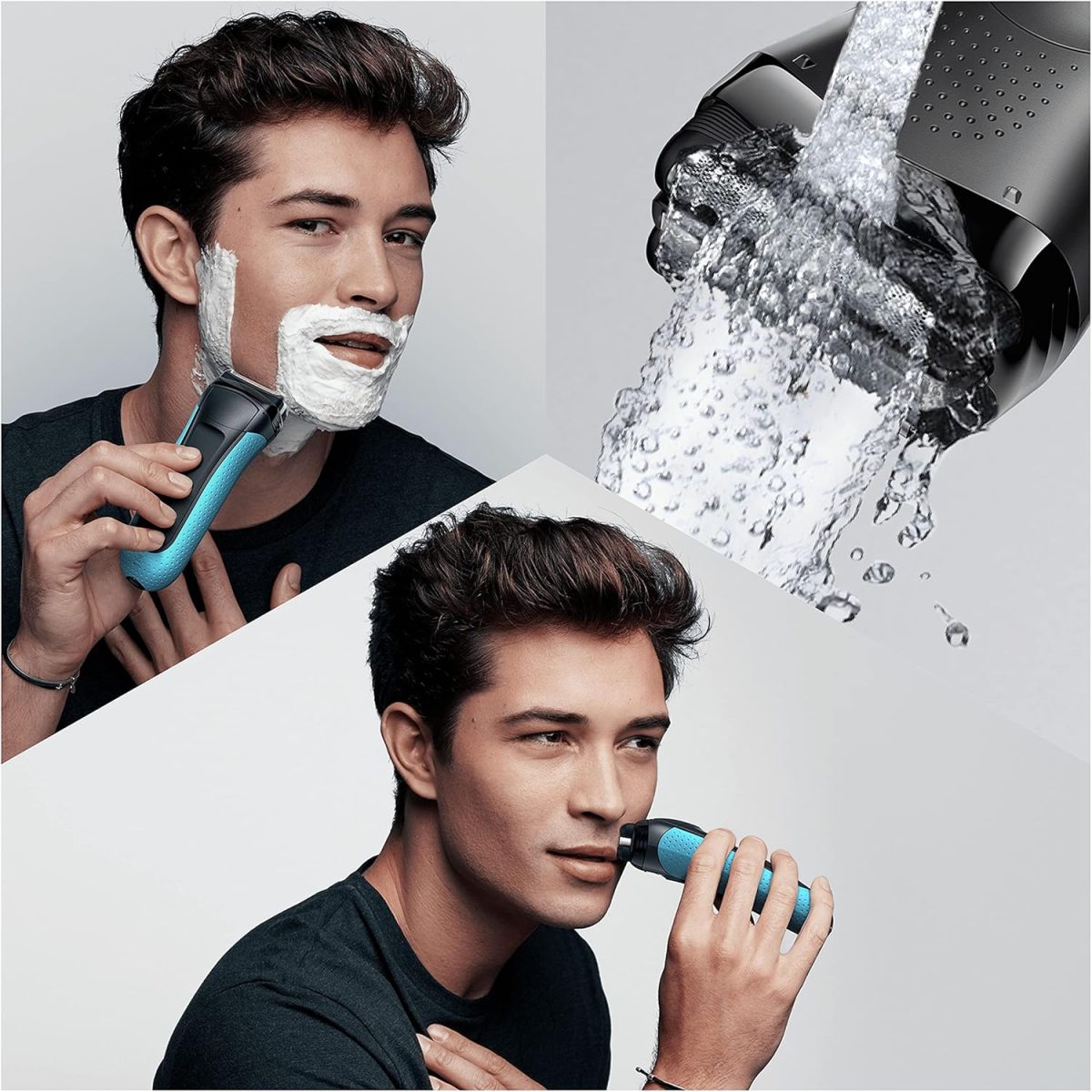 ⁦Braun Series 3 ProSkin Style & Shave Electric Shaver For Men With Precision Trimmer, Hair Clipper and 5 Combs, Wet & Dry, 100% Waterproof, 3010BT, Black/Blue Razor, Rated Which Great Value⁩ - الصورة ⁦5⁩