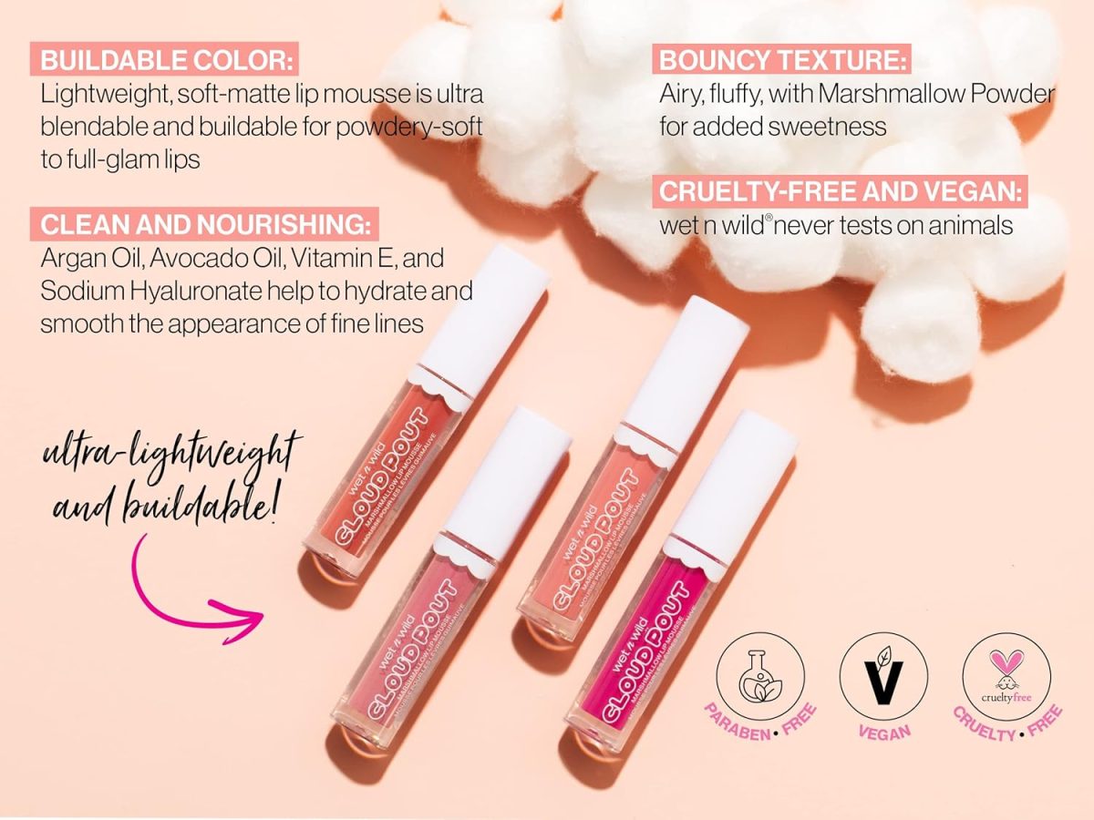 ⁦wet n wild Markwins, Cloud Pout Marshmallow Lip Mousse, Matte Liquid Lipstick, Non-Drying and Long-Lasting Formula, with Argan Oil, Avocado Oil and Vitamin E, Pour Some Suga On Me⁩ - الصورة ⁦2⁩