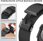 ⁦Upeak Band Compatible with Apple Watch Ultra 2/Ultra 49mm, Stainless Steel Mesh Loop Band with Parachute-style Buckle for Apple Watch Series 10 46mm, 9/8/7 45mm, SE2/SE/6/5/4 44mm, 3/2/1 42mm⁩ - الصورة ⁦3⁩