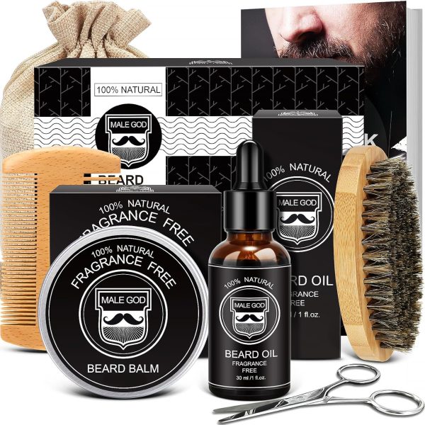 Gifts for Men, Beard Kit w/Handmade Beard Oil &Blam, Handmade Beard Brush &Comb, Anniversary &Birthday Gifts, Unique Gifts for Him Husband Boyfriend, Beard Care Kit for Daddy, Gifts for Men Dad