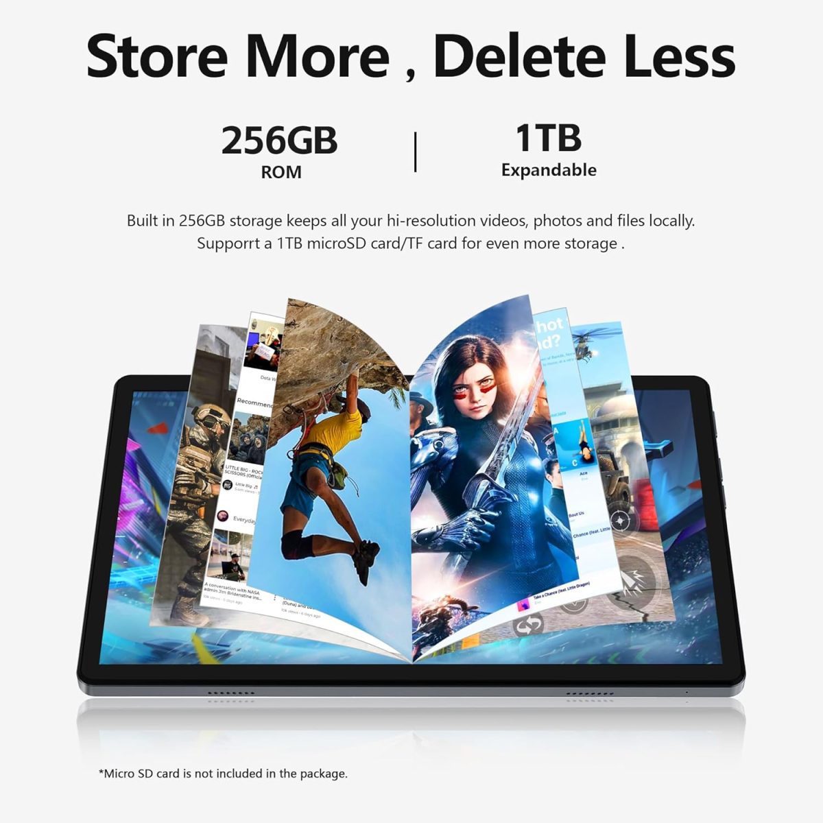 ⁦Kinstone 10.1 Inch Android Gaming Tablet, 8GB RAM 256GB ROM, Octa-Core 2.0GHz, FHD 1920x1200 IPS Screen, 6000mAh Battery, Blueteeth 5.0 & Dual WiFi, 13MP Camera, Metal Body, GMS Certified, Arabic⁩ - الصورة ⁦3⁩