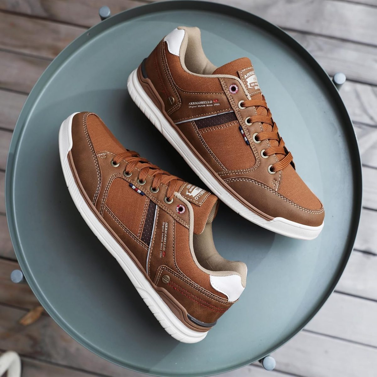 ⁦Arrigo Bello Sneakers Shoes for Men Casual Lace Up lightweight Sneaker Comfortable Leather Trainers Size 41-46⁩ - الصورة ⁦4⁩