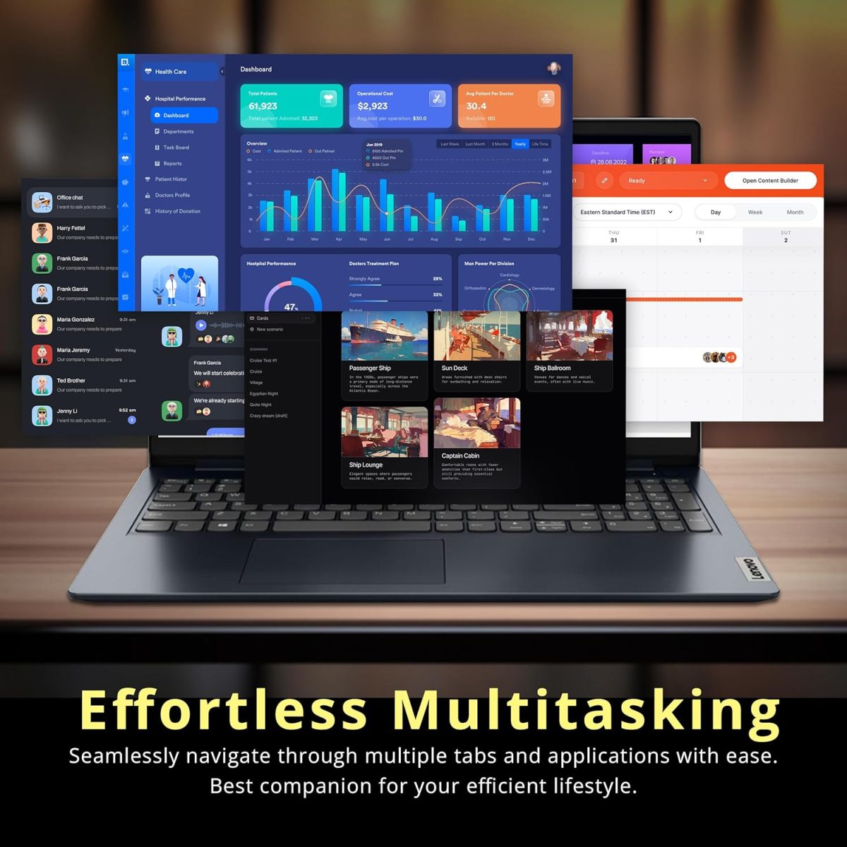 ⁦Lenovo IdeaPad 1i 15.6" FHD Touchscreen Laptop, Intel i5-1235U, 40GB RAM, 1.16TB Storage(1TB SSD+160GB Docking Station Set), Intel Iris Xe Graphics, Num Pad, Dolby Audio, Wi-Fi 6, Win 11, Abyss Blue⁩ - الصورة ⁦7⁩