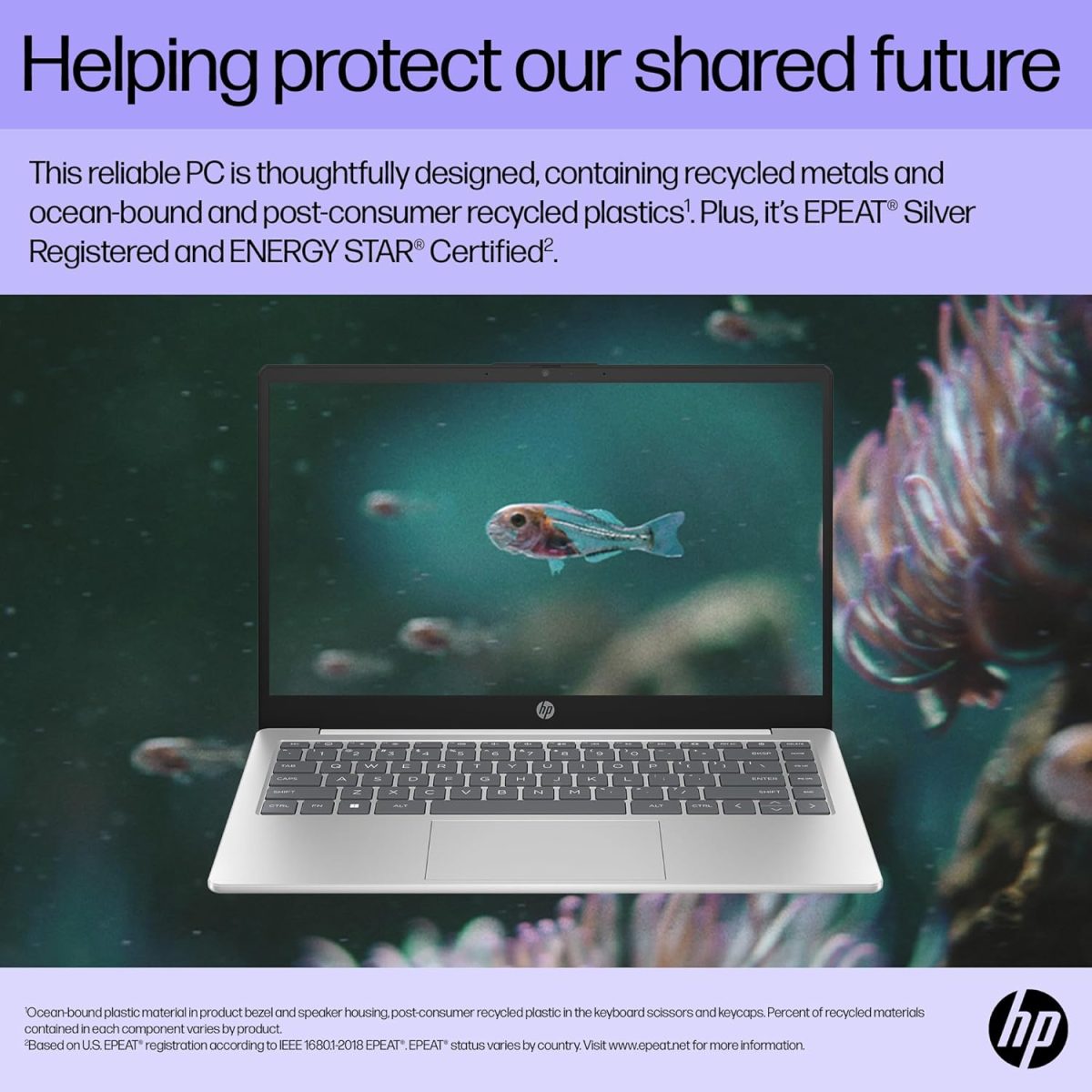 ⁦HP Laptop 14-ep1003ne, Intel Core Ultra 7-155H, 14" FHD Display, 16GB DDR5 RAM, 1TB SSD, Integrated Intel® Arc™ Graphics, Eng/Ar KB, Win 11, Natural Silver [B13Y4EA]⁩ - الصورة ⁦10⁩