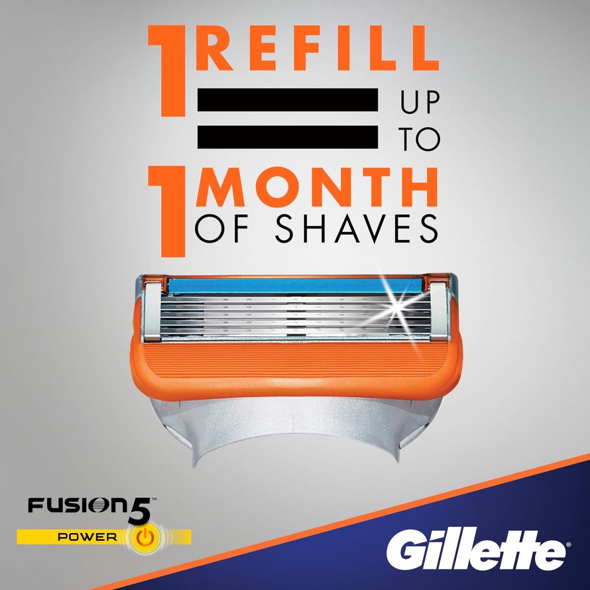 ⁦Gillette Fusion5 Power Men's Razor Blade Refills, 8 Count⁩ - الصورة ⁦8⁩