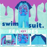 ⁦Disney Stitch Single Piece Swimsuit for Girls with Short Sleeves - Gift⁩ - الصورة ⁦3⁩