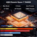 ⁦Laptop Gaming 16inch 2.5K IPS, Laptop Computer 16GB DDR5 1TB SSD AMD Ryzen 7 7840HS Processor(Up to 5.1GHz), Traditional Laptop PC Wifi6 BT5.2 USB3.1*3 HDMI*1 Audio Port*1 Cooling System For Games⁩ - الصورة ⁦3⁩