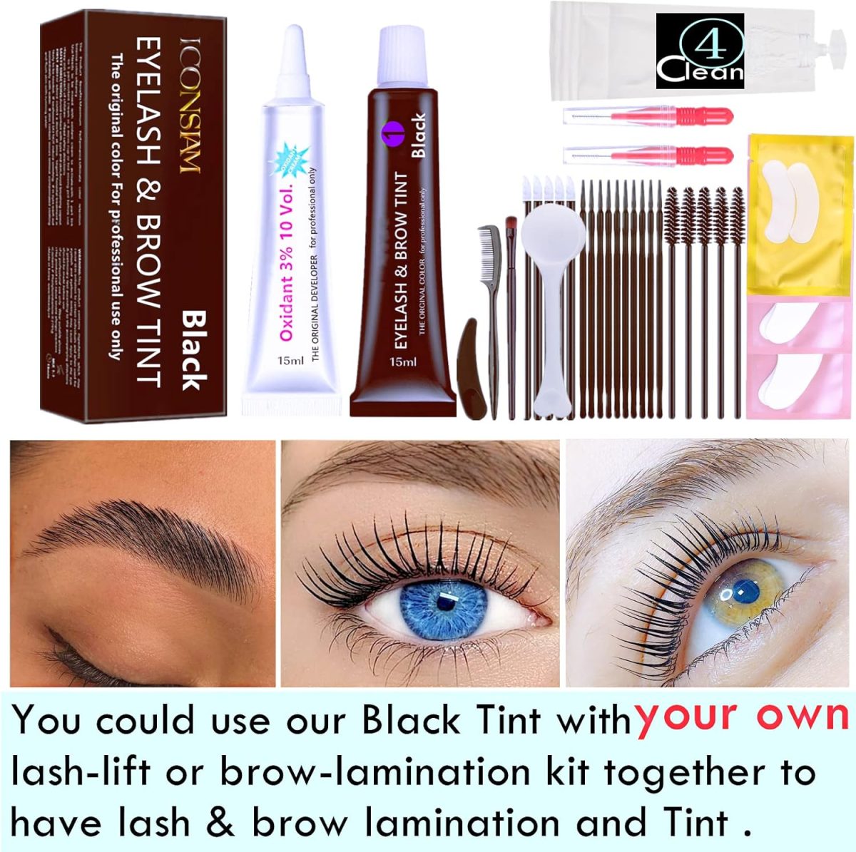 ⁦Libeauty Black Lash Tint Kit, Keratin Black Eyelash Dye and Eyebrow Tint, 6 Week Voluminous Brow Tint, Tinting Look For Lash Perm/Lift/Lamination Treatment (Black Eyelash Tint Kit Only)⁩ - الصورة ⁦6⁩