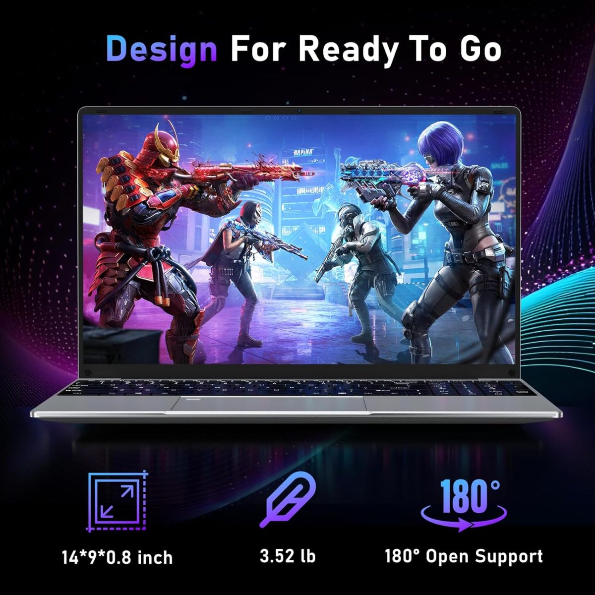 ⁦NAIKLULU Gaming Laptop,15.6 Inch Laptop Computer,32GB RAM 1TB SSD,AMD Ryzen 5 7430U 6C/12T Processor(up to 4.3Ghz),AMD Radeon Graphics,15.6”FHD 1920 * 1080 Display,WiFi 5,BT5.0,Backlit Keyboard⁩ - الصورة ⁦7⁩