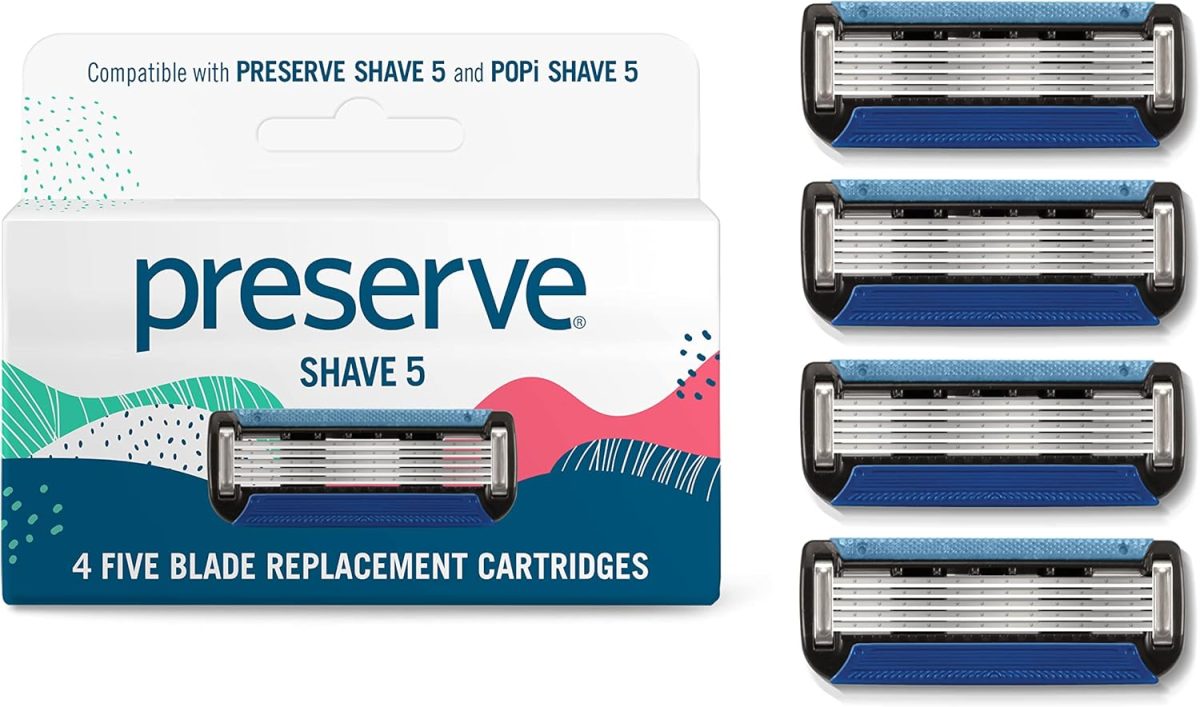 Preserve Five Blade Replacement Cartridges for Shave 5 Recycled Razor, 4 Count