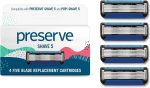 Preserve Five Blade Replacement Cartridges for Shave 5 Recycled Razor, 4 Count