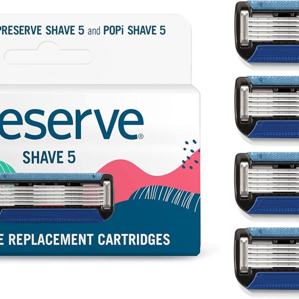 Preserve Five Blade Replacement Cartridges for Shave 5 Recycled Razor, 4 Count