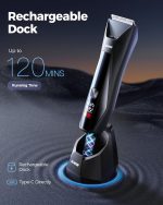 ⁦GLAKER Ball Trimmer for Men, 2-in-1 Ceramic & Foil Blades Body Shaver, Groin & Pubic Hair Groomer, Manscape Dual-Head IPX7 Waterproof⁩ - الصورة ⁦6⁩