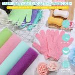 ⁦Hepiide [Upgrade]12Pcs Shower Gloves Body Exfoliating Wash Gloves Set, 4 Body Scrubber Nylon Back Washer, 8 Pcs Scrub mitts for Women Men Skin Stretchable Pull Strap Washcloth (Multi)⁩ - الصورة ⁦6⁩
