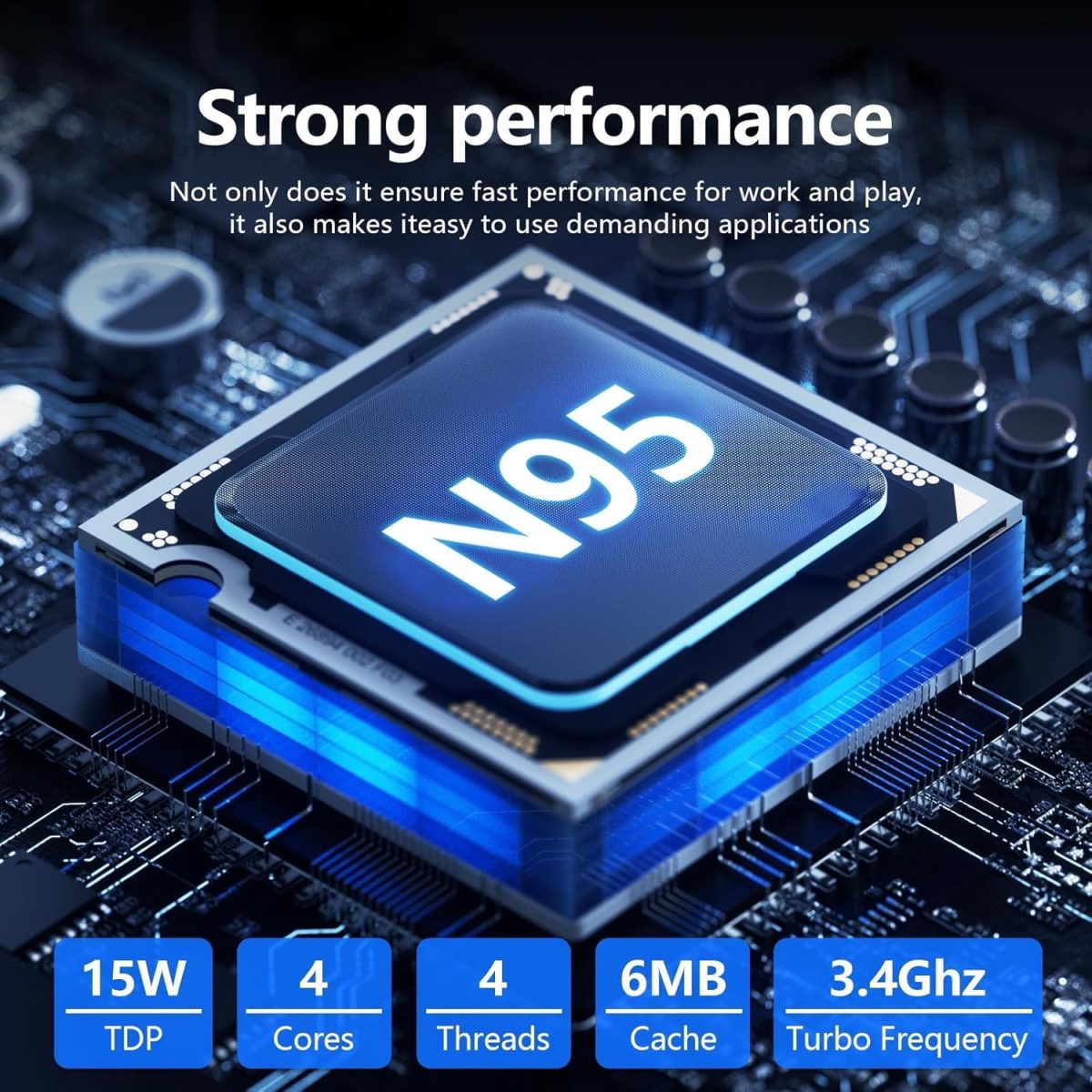 ⁦15.6 Inch Laptop, N95 Processor (Up to 3.4 GHz) Gaming Laptop 1920 x 1080 FHD IPS Screen, Laptops Computer 16 GB DDR4 512 GB SSD,180° Open Angle,Fingerprint Unlock Backlit Keyboard, WiFi 5, Webcam⁩ - الصورة ⁦3⁩