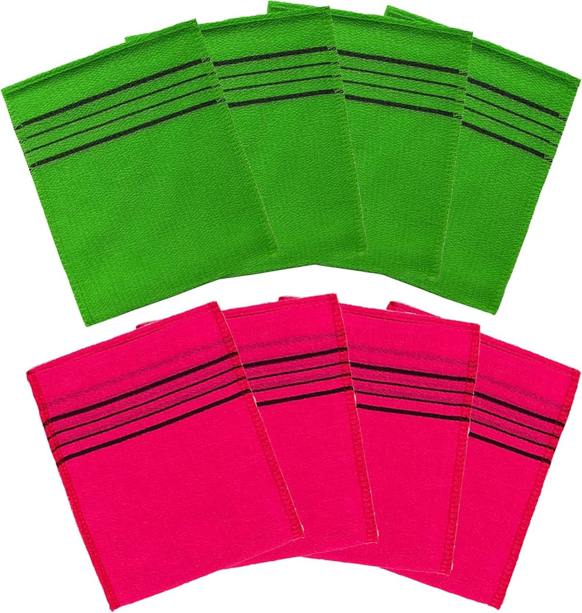 ⁦8 pcs Asian Exfoliating Bath Washcloth - Red & Green⁩ - الصورة ⁦3⁩