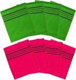 ⁦8 pcs Asian Exfoliating Bath Washcloth - Red & Green⁩ - الصورة ⁦3⁩