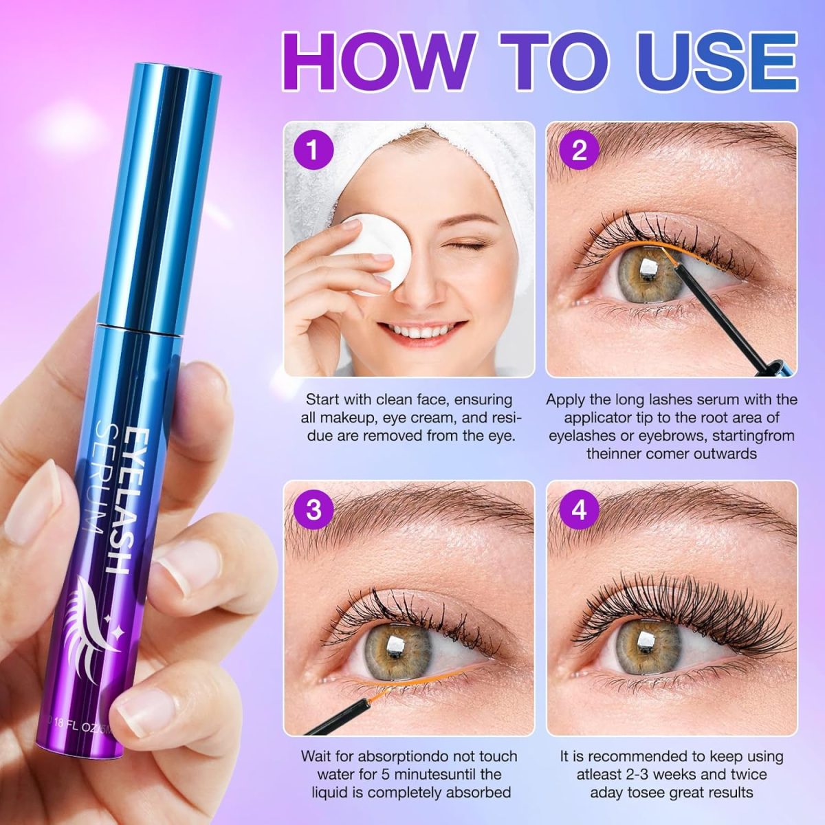 ⁦Lash Serum for Rapid Eyelash Growth, Azonee Eyelash Enhancing Serum for Thicker, Fuller, and Longer Lashes, Boost Lash Volume & Thickness, 5ml⁩ - الصورة ⁦8⁩