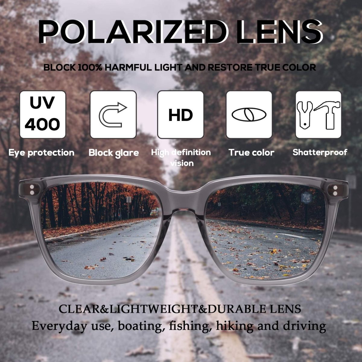 ⁦CARFIA Polarized Men's Sunglasses UV400 Protection for Driving Fishing Hiking Golf Outdoor Sport Glasses⁩ - الصورة ⁦5⁩