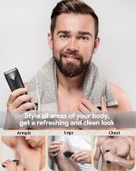⁦Body Trimmer Men, Kibiy Pubic Ball Hair Trimmer for Men with 2 Ceramic Blade, USB-C Rechargeable Body Shaver Electric Razor, IPX7 Waterproof, Wet Dry Use⁩ - الصورة ⁦2⁩