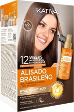 Kativa Premium Brazilian Straightening Kit - New Formula with Hyaluronic Acid - No-Rinse Serum