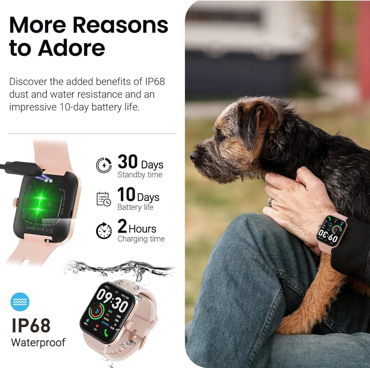 ⁦TOZO S4 AcuFit One Smart Watch 1.78" AMOLED Ultra-Clear Screen for Men Women, Call/Answer Fitness Tracker, Heart Rate Sleep Blood Oxygen Monitor IP68 Waterproof for ios 11.0+ Android 9.0+, Rose Gold⁩ - الصورة ⁦6⁩
