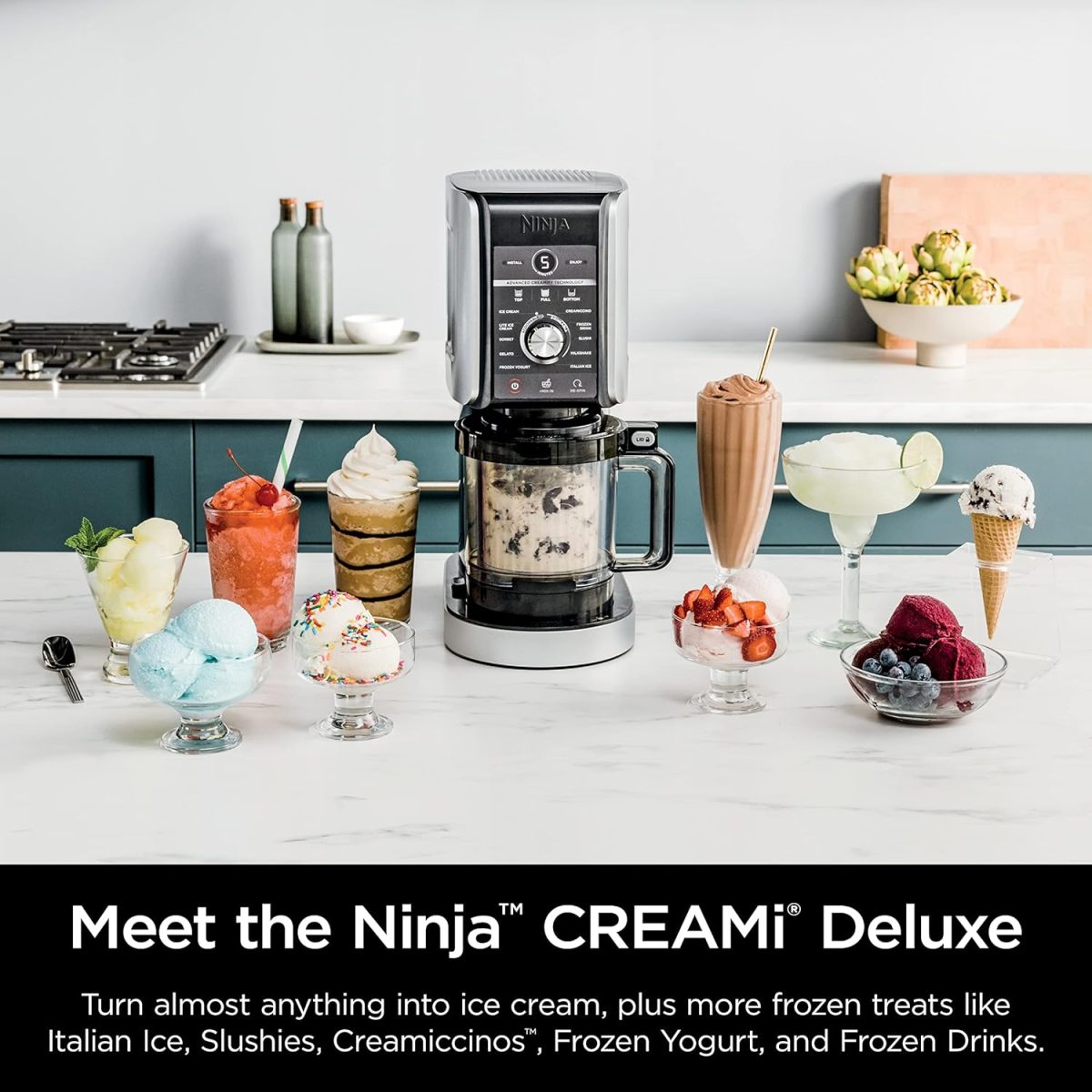 ⁦Ninja XSKPNTLTD2 CREAMi Deluxe Pints and Lids 2 Pack, Compatible with NC500 Series Ninja Creami Deluxe ice Cream Makers, BPA-Free & Dishwasher Safe, Coral & Yellow Lids⁩ - الصورة ⁦10⁩
