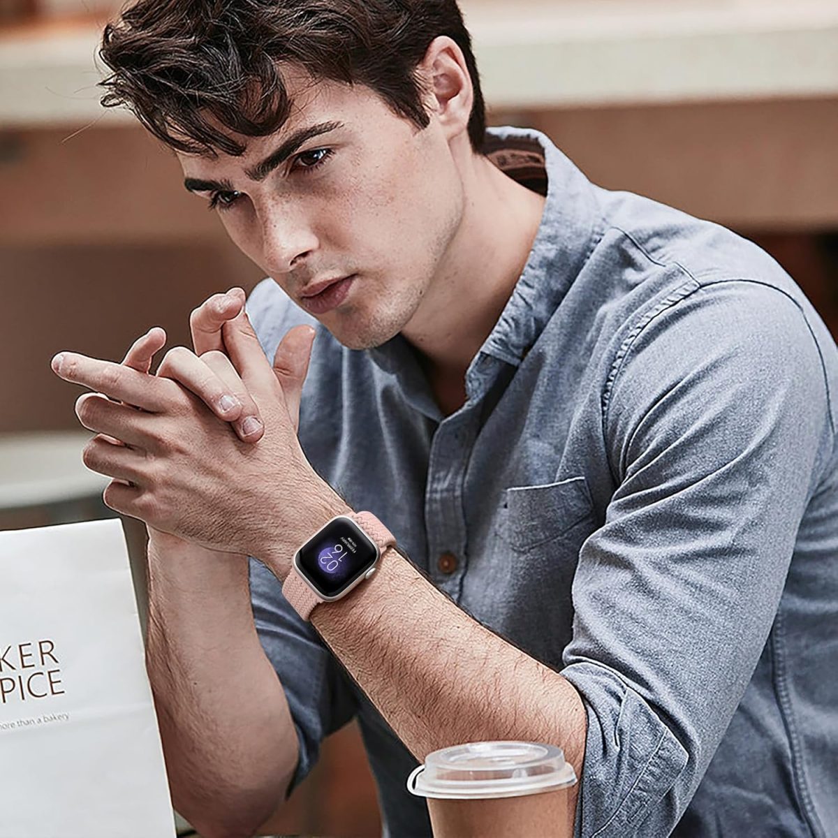 ⁦Upeak Braided Loop Compatible with Apple Watch Strap 49mm 45mm 44mm 42mm 41mm 40mm 38mm, Nylon Elastic Sport Replacement Band Compatible with Apple Watch Ultra 2 Series 9 8 7 6 5 4 3 2 1 SE Strap⁩ - الصورة ⁦6⁩