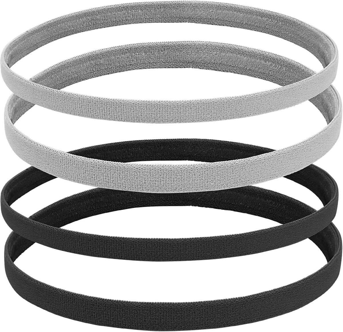 4 Pieces Thick Non-Slip Elastic Sport Headbands Hair Headbands for Women and Men (E)