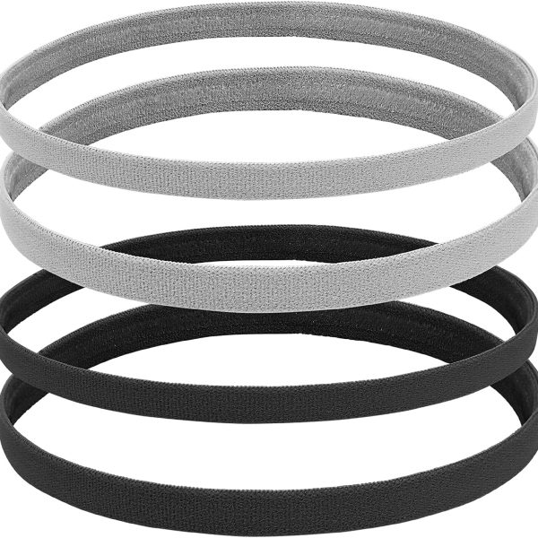4 Pieces Thick Non-Slip Elastic Sport Headbands Hair Headbands for Women and Men (E)