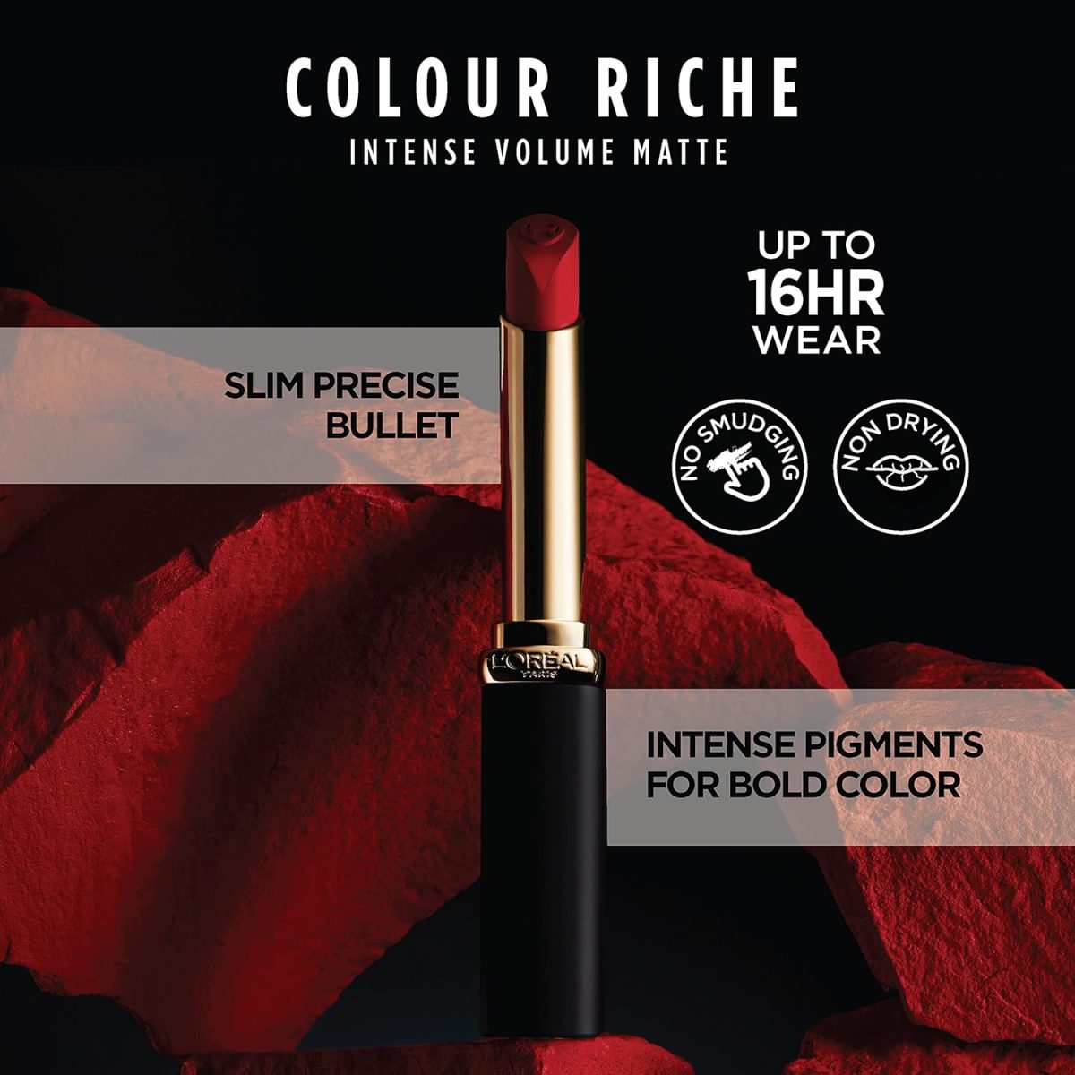 ⁦L'Oreal Paris Colour Riche Intense Volume Matte Lipstick, Lip Color Infused with Hyaluronic Acid for up to 16hr All Day Comfort, Le Wood Nonchalant, 0.06 Oz⁩ - الصورة ⁦3⁩