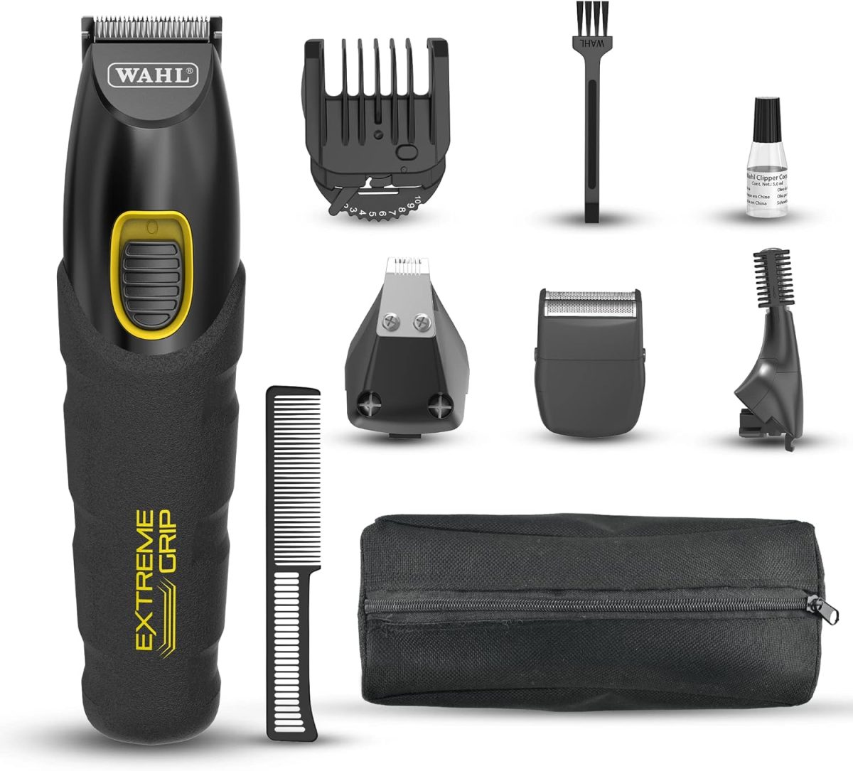 WAHL Extreme Grip 4-in-1 Multi-Grooming Trimmer for Men | High-Performance Stainless-Steel Blades | 12 Guide Combs with Adjustable Lengths (0.5mm-11mm) | 120 Min Runtime (9893-1927)