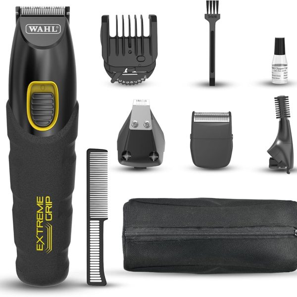 WAHL Extreme Grip 4-in-1 Multi-Grooming Trimmer for Men | High-Performance Stainless-Steel Blades | 12 Guide Combs with Adjustable Lengths (0.5mm-11mm) | 120 Min Runtime (9893-1927)