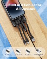 ⁦Charmast Power Bank with Built in Cables, 20000mAh USB C Battery Pack 5 Outputs 4 Inputs with LED Display Type C Powerbank,22.5W Fast Charging Portable Charger Compatible with Smartphones and More⁩ - الصورة ⁦2⁩