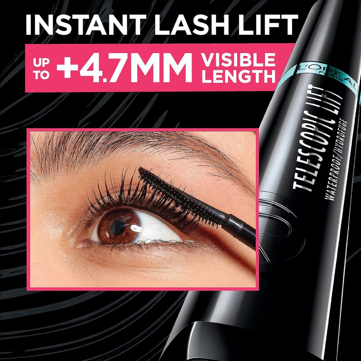 ⁦L’Oréal Paris Cosmetics Telescopic Lift Waterproof Mascara, Lengthening and Volumizing Eye Makeup, Lash Lift with Up to 36HR Wear, Black, 0.33 Fl Oz⁩ - الصورة ⁦4⁩