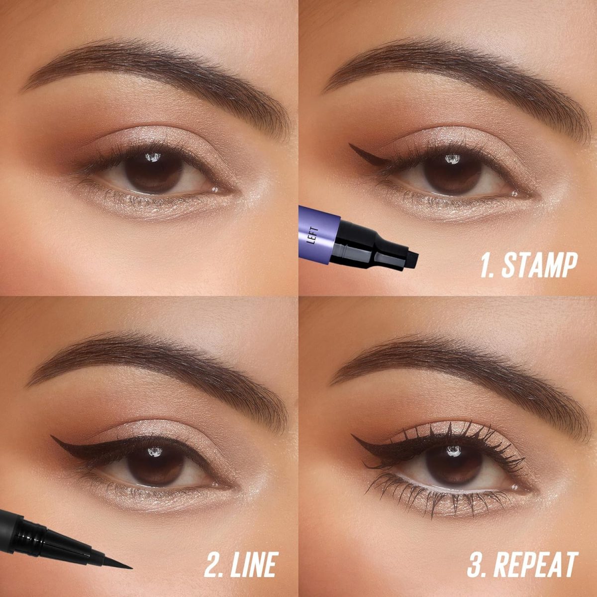 ⁦Kaja Winged Eyeliner Set - Wink Stamp Long | with Avocado Extract, Double-ended Wing, Smudge-Proof, Waterproof, Eye Irritation Tested, Long Lasting Pencil, Colorstay, Matte Finish, Cat Eye Look⁩ - الصورة ⁦7⁩